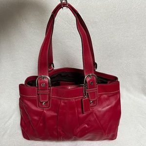 Coach Pleated Leather Shopper Tote